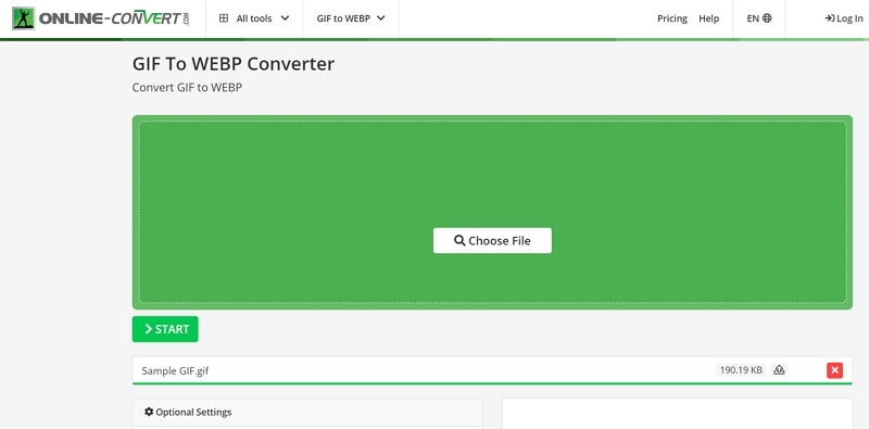 Online-Convert GIF to WEBP