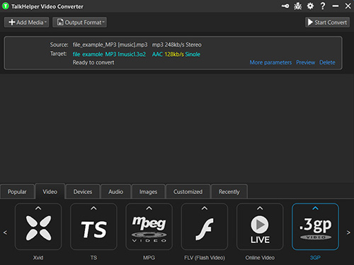 TalkHelper MP3 to 3GP Video Converter