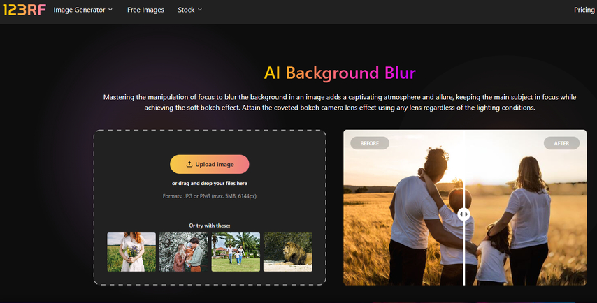 123RF AI Background Blur tool