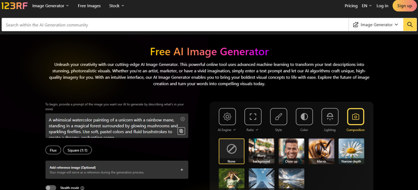 123RF free AI image generator