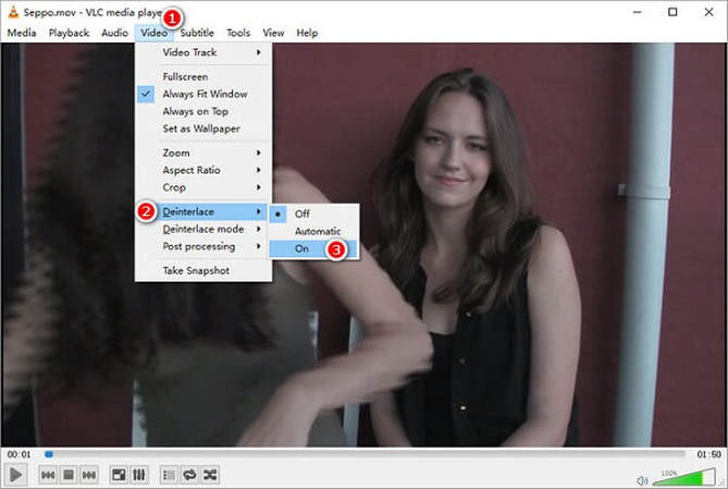 activate deinterlace vlc