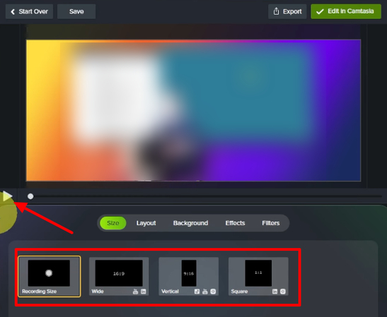 Adjusting video format in Camtasia