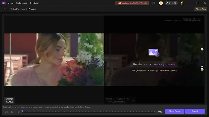 HitPaw VikPea automatically processing and enhancing Sora AI video