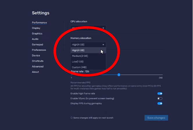 bluestack-capcut-settings