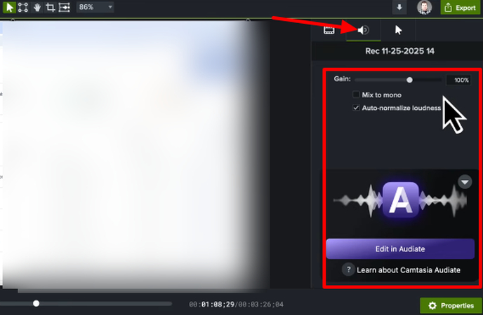 Camtasia audio enhancement