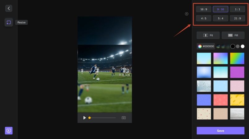 choose resize dimensions on hitpaw