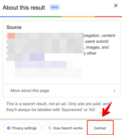 Chrome cached Reddit post