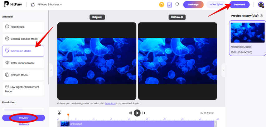 cleaning-up-video-using-hitpaw-online-video-enhancer-animation-model
