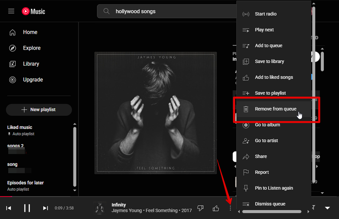 clearing-youtube-music-queue-on-browser
