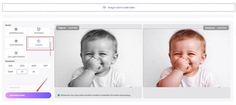cleaning up video using hitpaw online video colorize model
