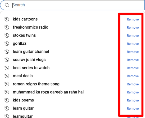 delete your YouTube searches