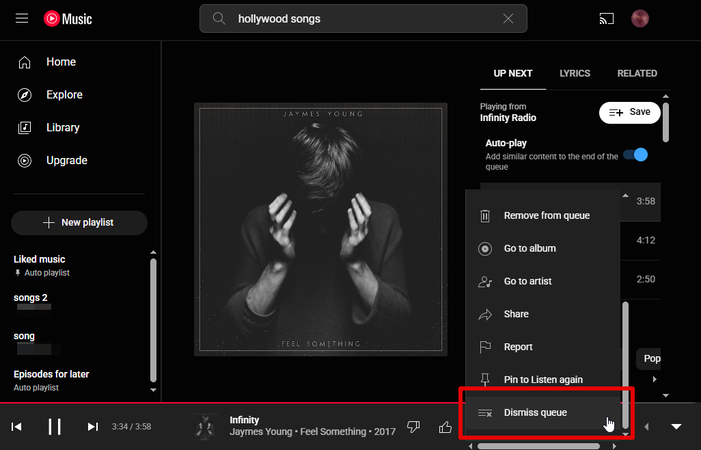 dismissing-youtube-music-queue-on-browser