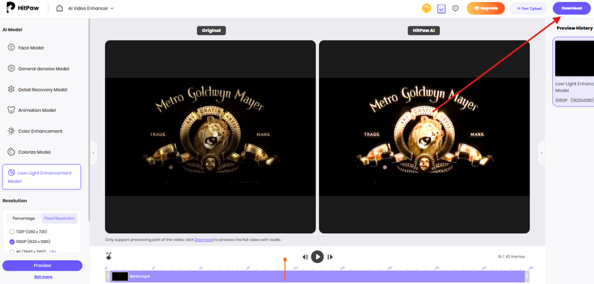 Downloading the enhanced movie video