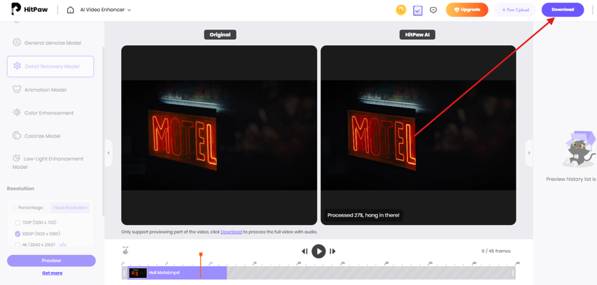 Downloading the enhanced video