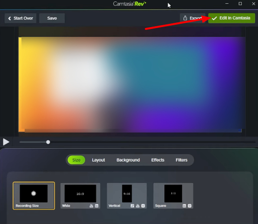Edit in Camtasia option