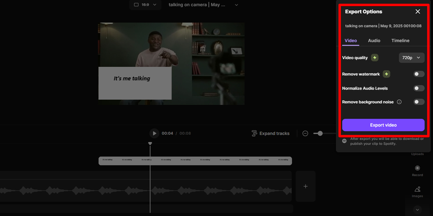 Exporting video with the added picture