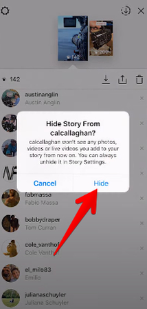 Hiding someone from viewing Instagram stories