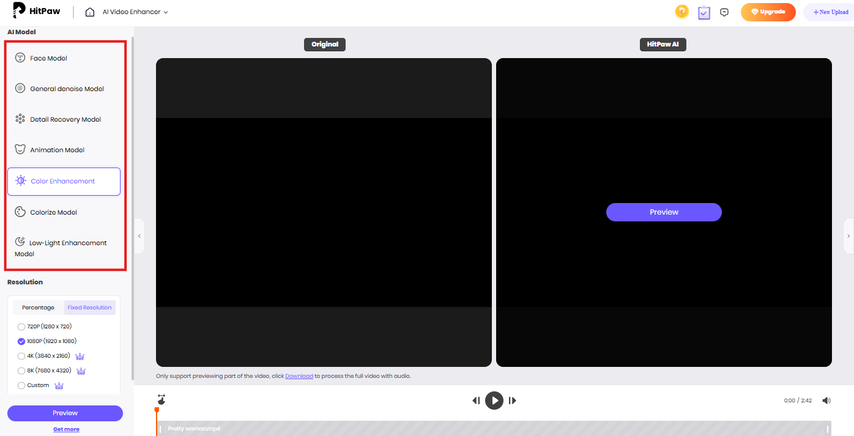 HitPaw AI Models to enhance the comedy movie