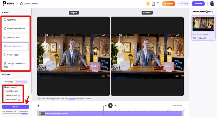 HitPaw Online Video Enhancer to improve Facebook Live shopping videos