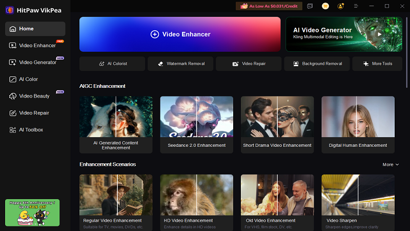 HitPaw VikPea AI video enhancer improving blurry Sora video quality