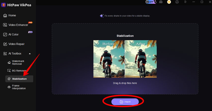 HitPaw VikPea video stabilization feature