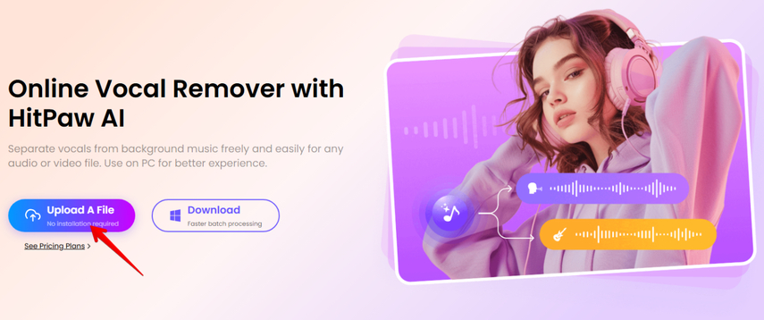 hitpaw-vocal-remover-upload-a-file-option