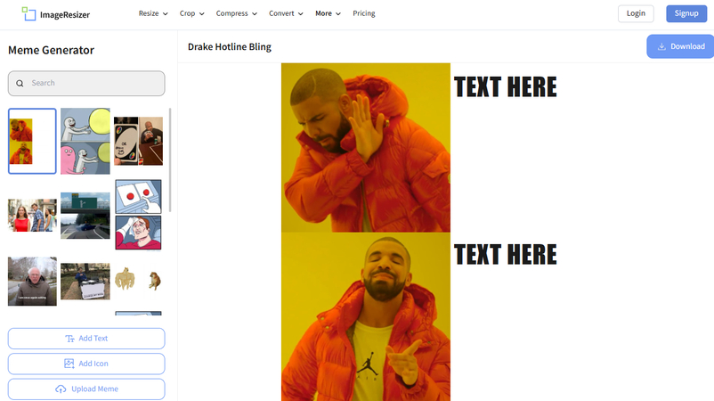 Image Resizer meme generator online tool