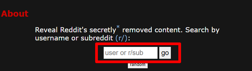 inputting user subreddit on Reveddit