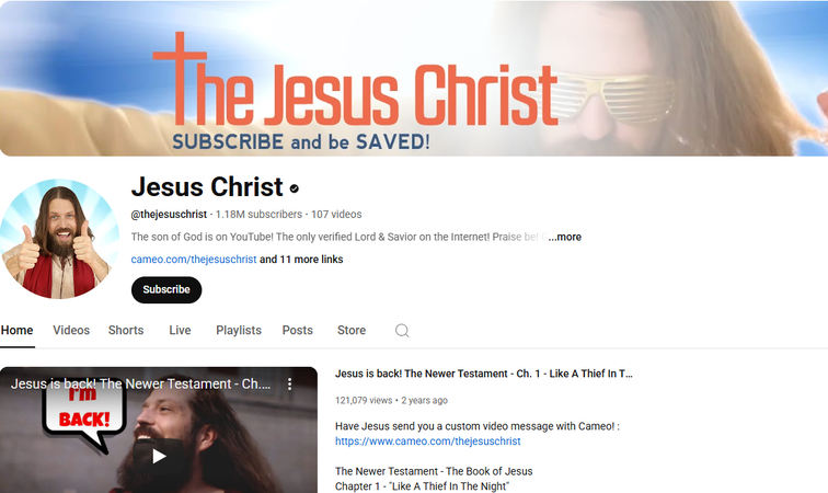 Jesus Christ funny YouTube channel
