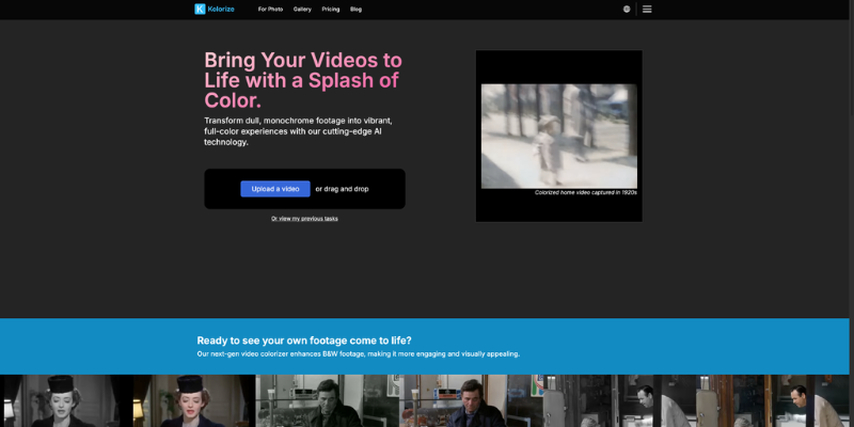 kolorize ai video colorization tool