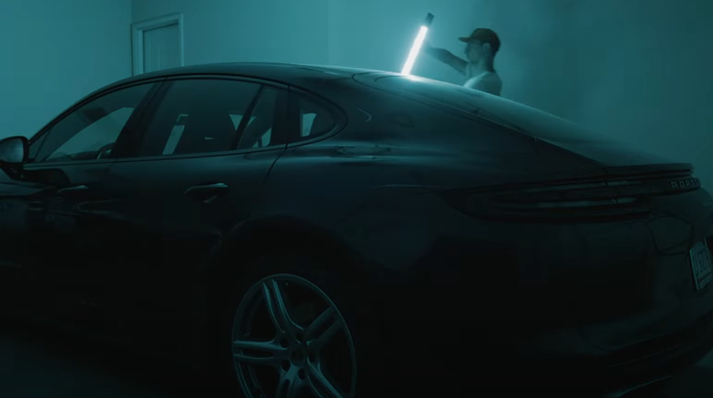 Light painting while filming a car