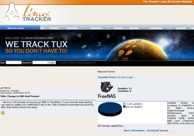 Linux Tracker torrent site