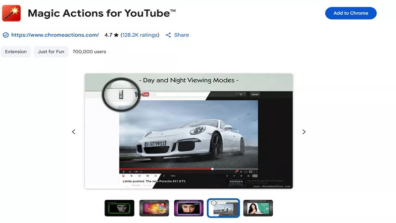 magic actions for youtube cinema mode extension