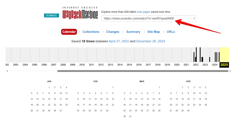 pasting-deleted-youtube-link-on-wayback-machine