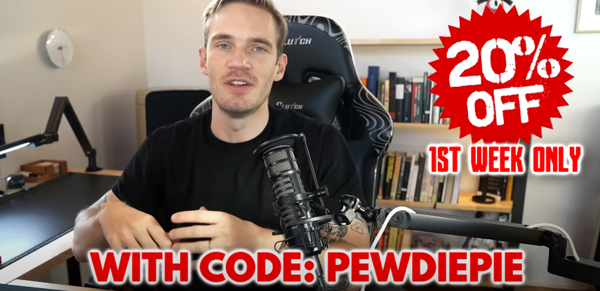 PewDiePie promoting a brand