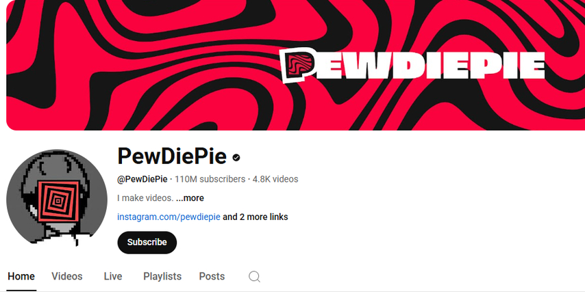 PewDiePie subscribers on YouTube 2025