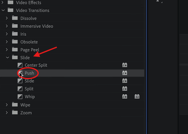 Premiere Pro Push transition