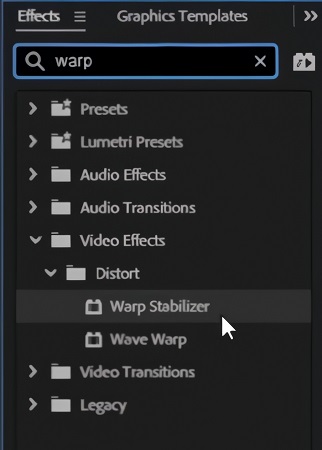 apply premiere pro warp stabilizer