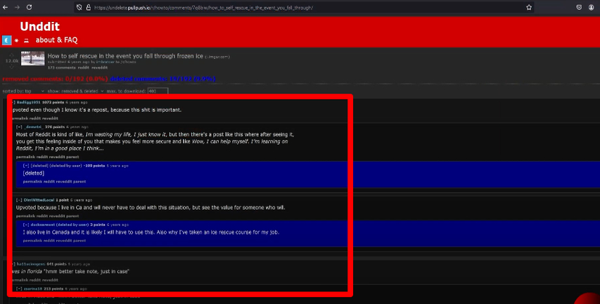 Seeing deleted Reddit posts on Unddit