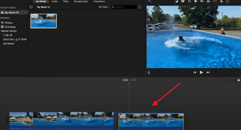 Splitting a video in the iMovie Mac app