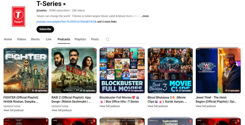 T-Series YouTube Podcasts