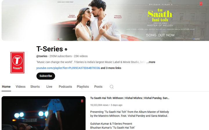 T-Series YouTube subscribers