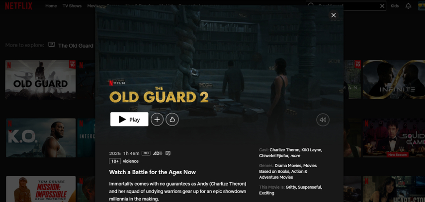 The Old Guard 2 movie on Netflix