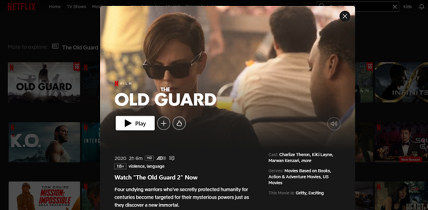 The Old Guard movie on Netflix