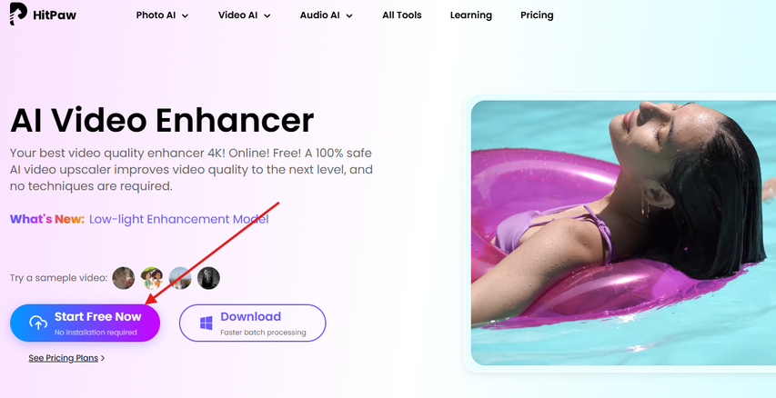 Uploading movie video to HitPaw AI Video Enhancer