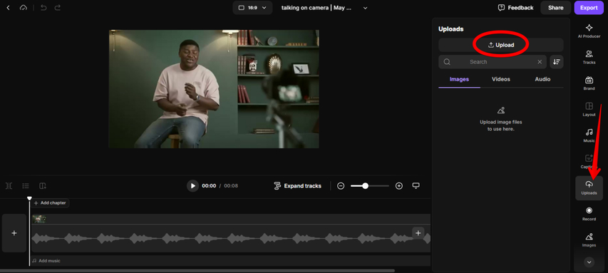 Uploading the picture to add to the video