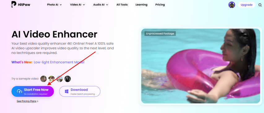 Uploading video to HitPaw Online AI Video Enhancer