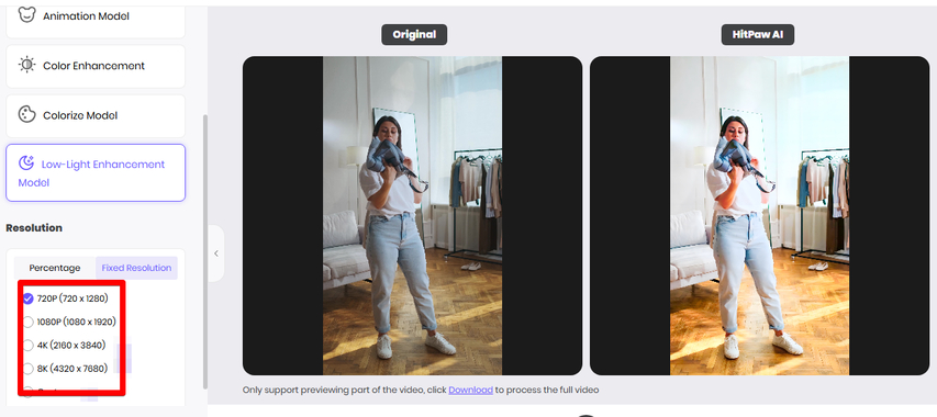 upscaling-video-ootd-using-hitpaw-online-video-enhancer