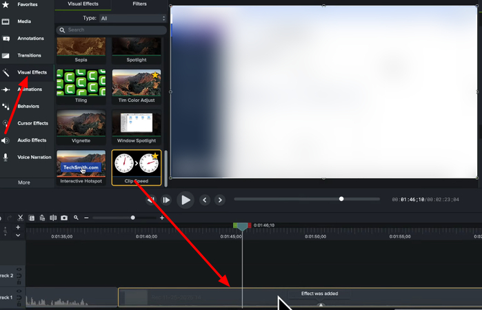Using visual effects in Camtasia