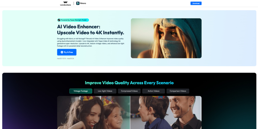 wondershare filmore ai video restoration tool